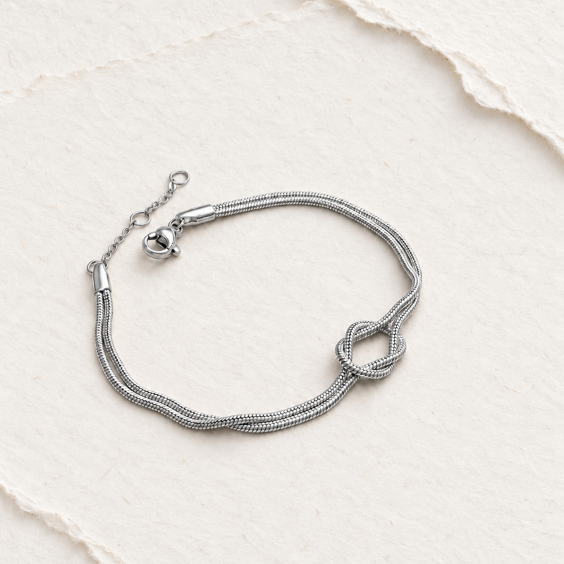 316L Stainless Steel Silver Colour Knott Chain Bracelet
